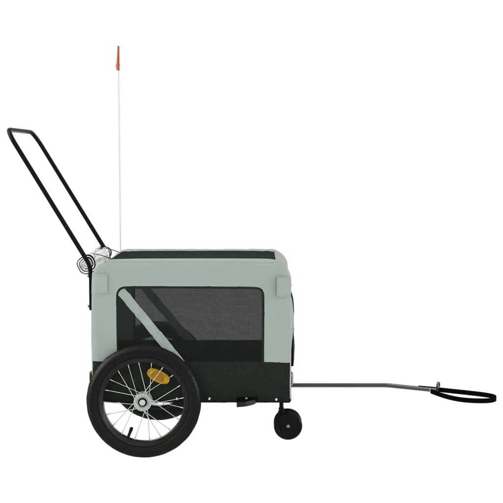 Pet Bike Trailer Grey and Black Oxford Fabric and Iron 93937