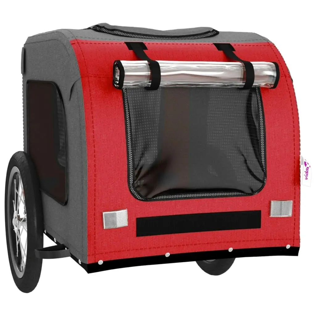 Pet Bike Trailer Red and Grey Oxford Fabric and Iron 93831