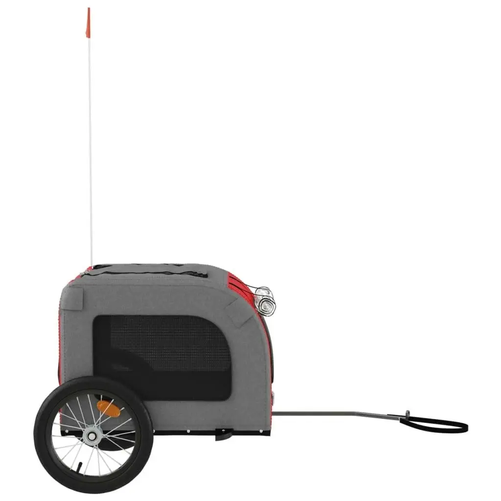 Pet Bike Trailer Red and Grey Oxford Fabric and Iron 93831