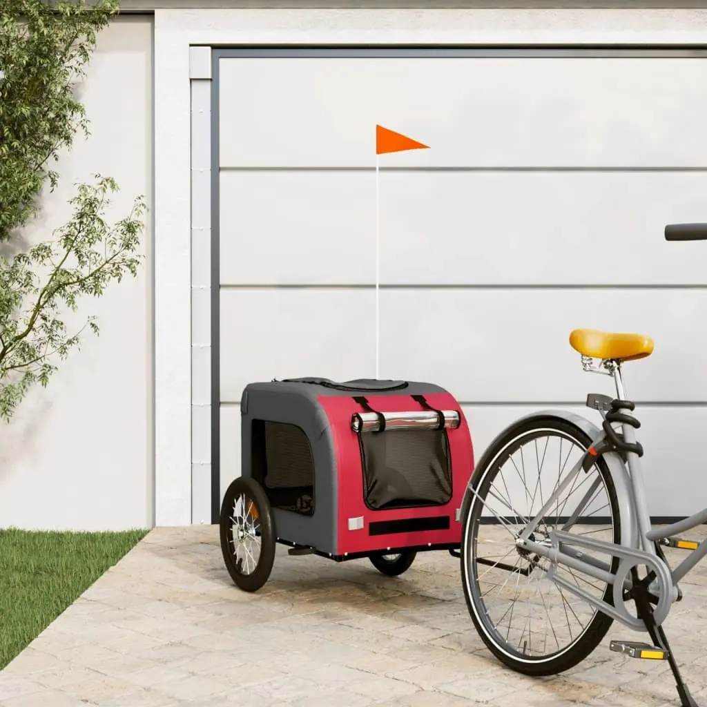 Pet Bike Trailer Red and Grey Oxford Fabric and Iron 93831