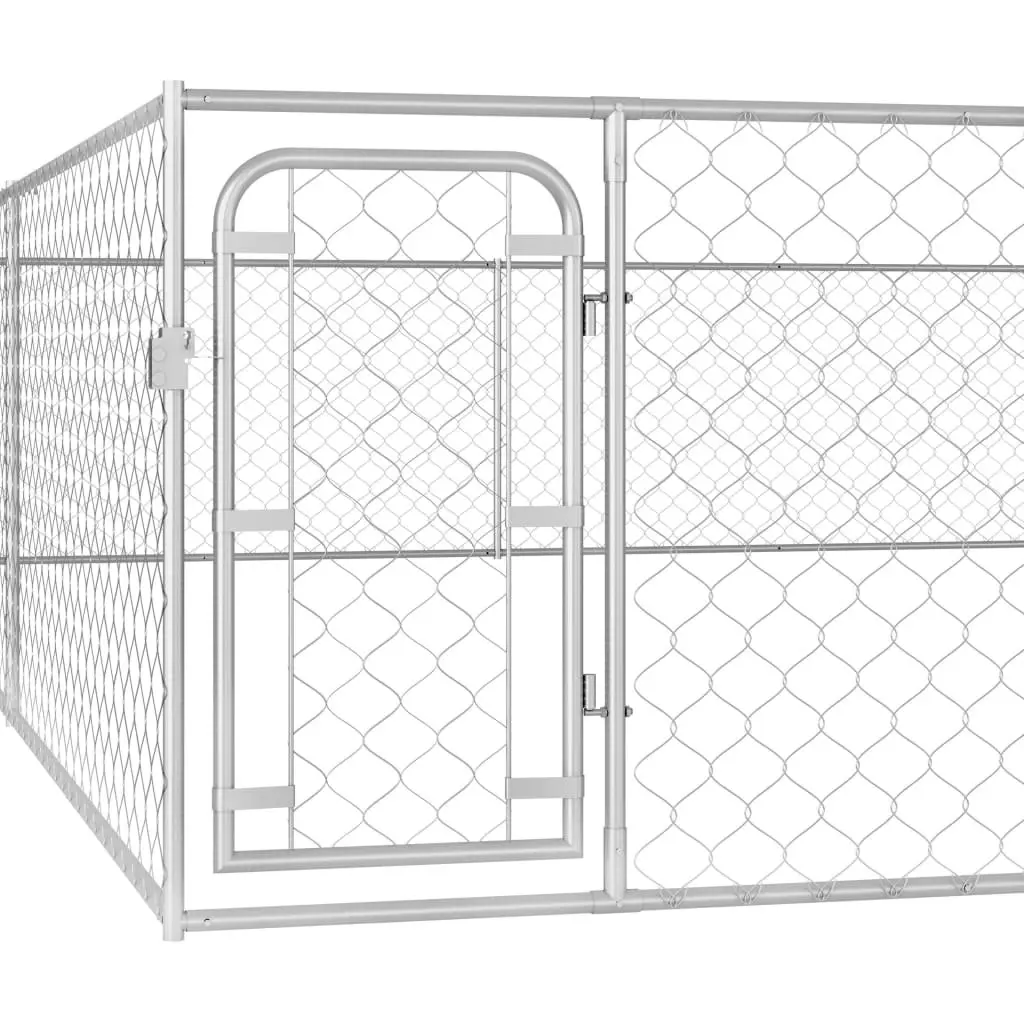 Outdoor Dog Kennel Galvanised Steel 6x6x1 m 170821