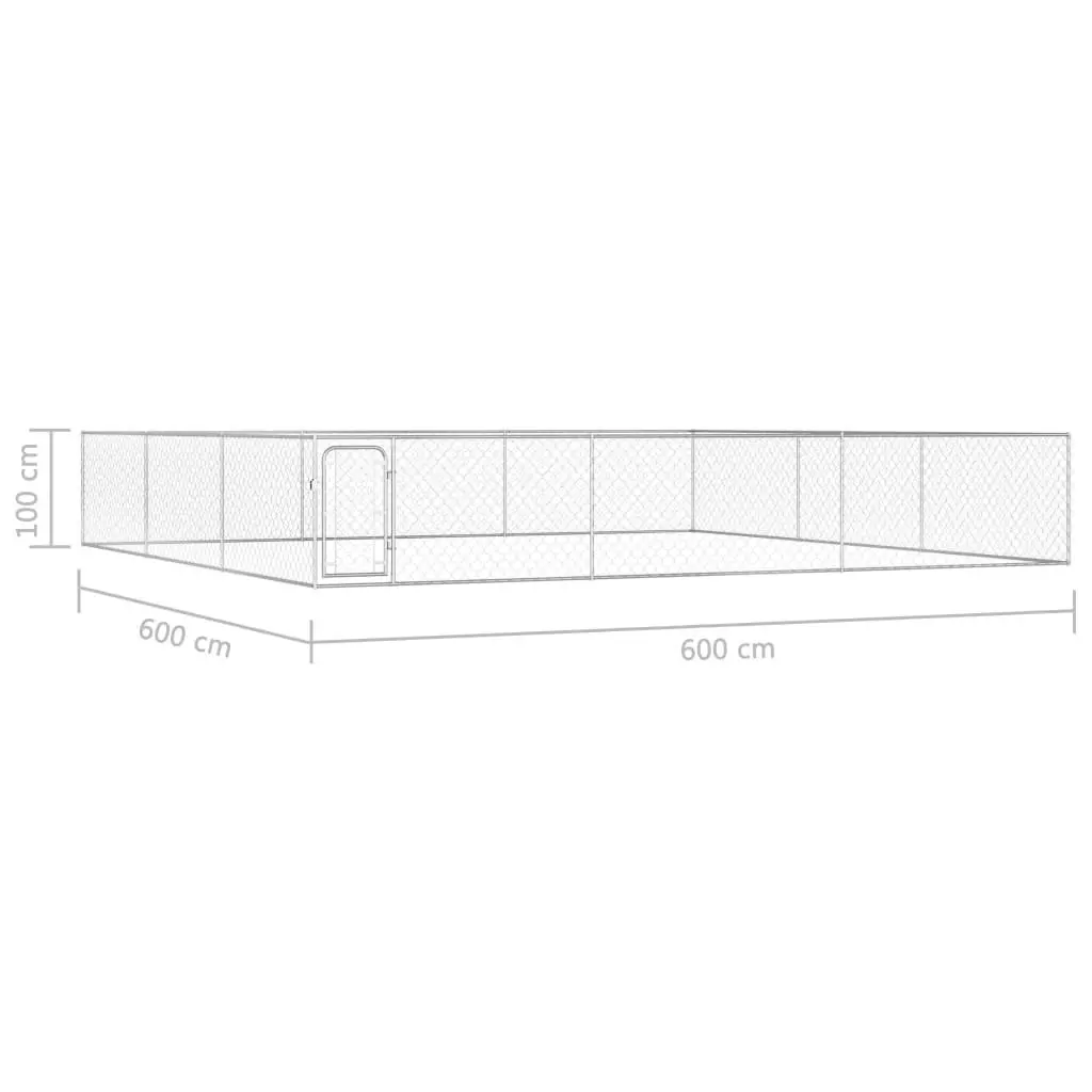 Outdoor Dog Kennel Galvanised Steel 6x6x1 m 170821