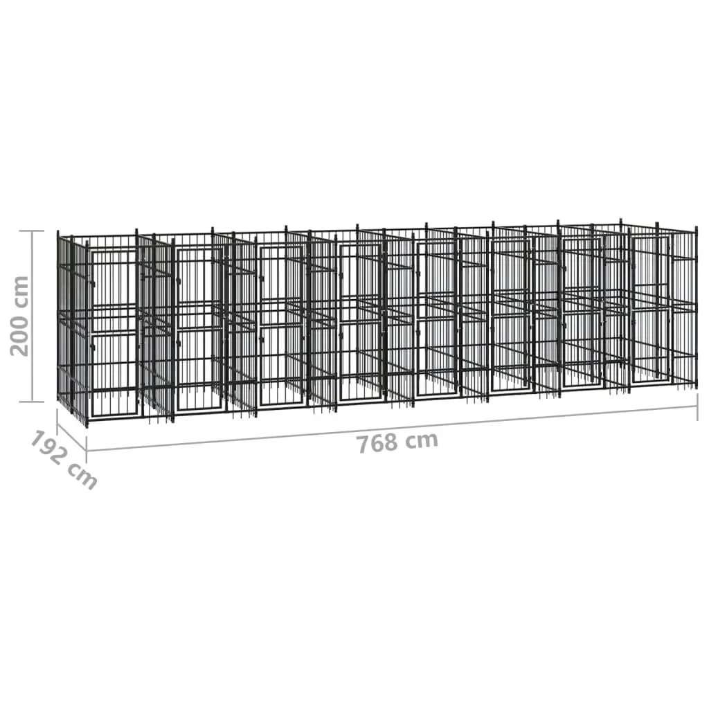 Outdoor Dog Kennel Steel 14.75 mÂ² 3097943