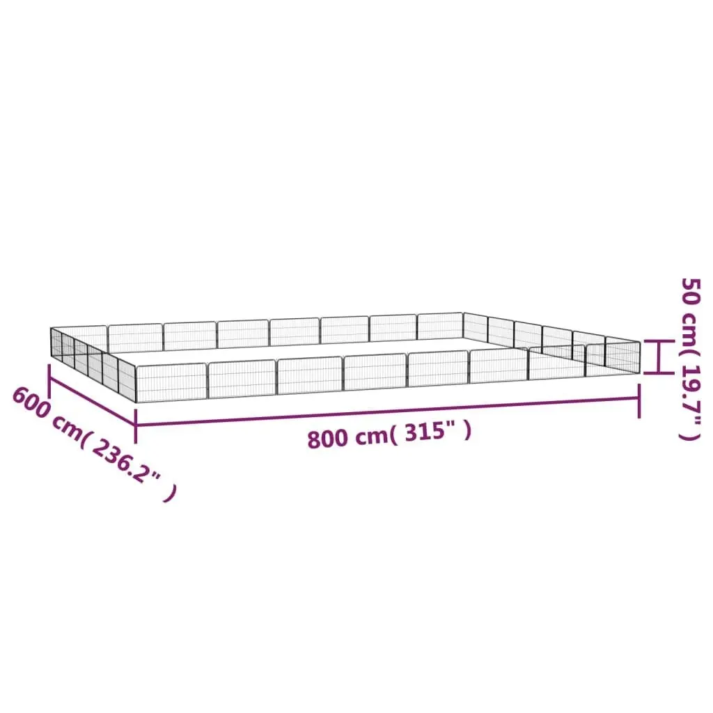 28-Panel Dog Playpen Black 100x50 cm Powder-coated Steel 3115972