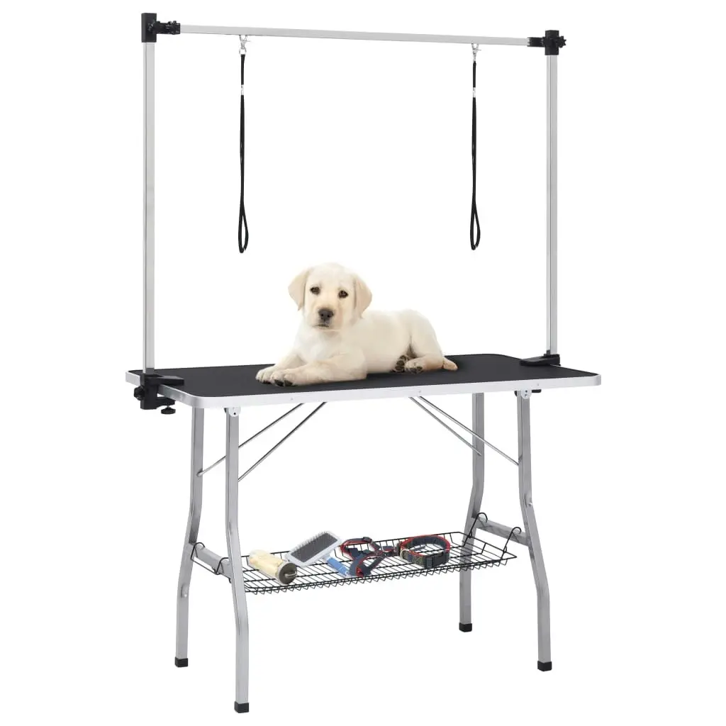 Adjustable Dog Grooming Table with 2 Loops and Basket 171070