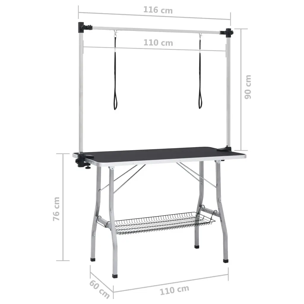 Adjustable Dog Grooming Table with 2 Loops and Basket 171070