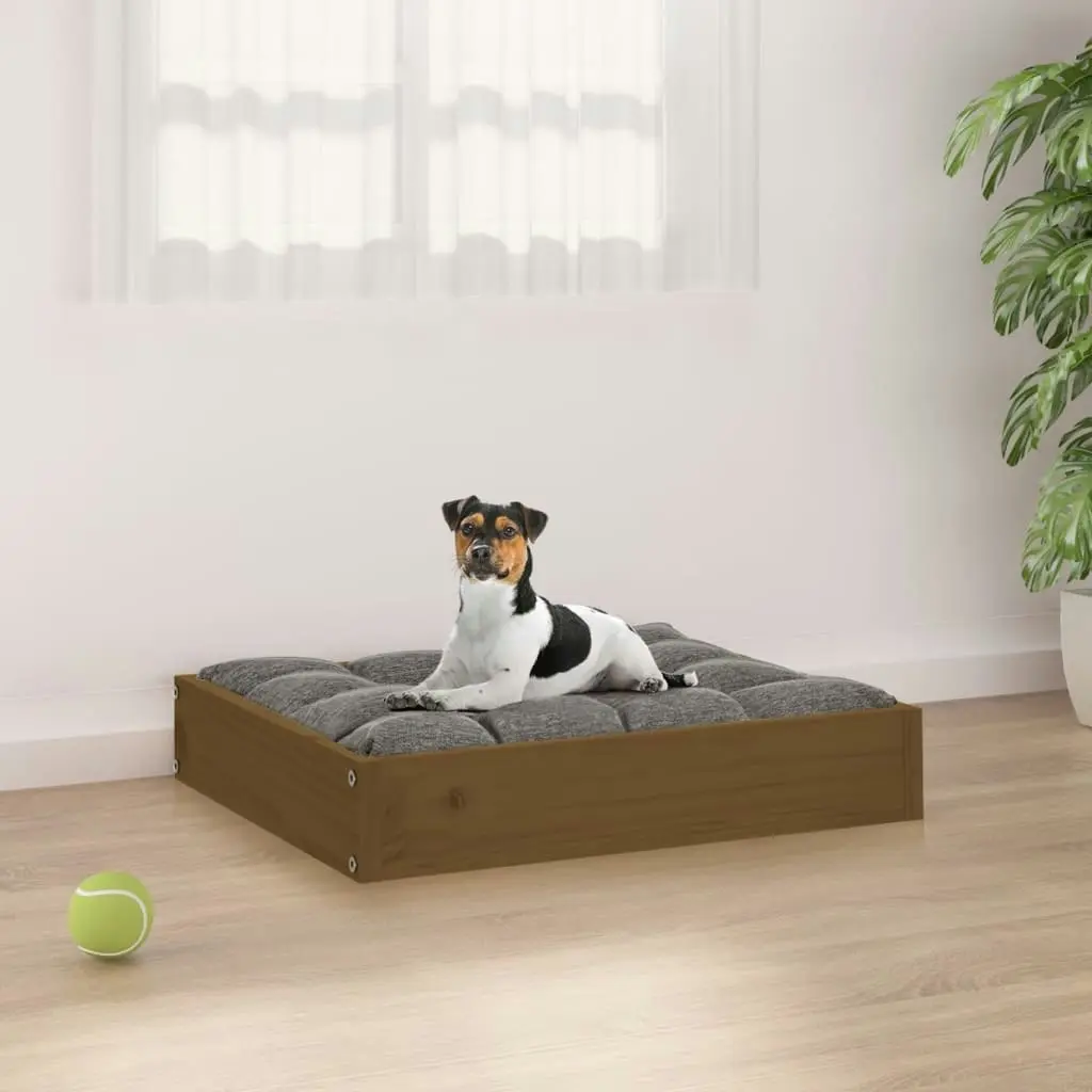 Dog Bed Honey Brown 51.5x44x9 cm Solid Wood Pine 820849