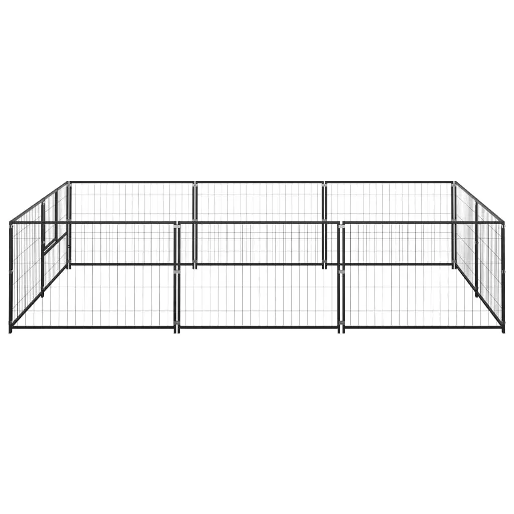 Dog Kennel Black 6 mÃ‚Â² Steel 3082110