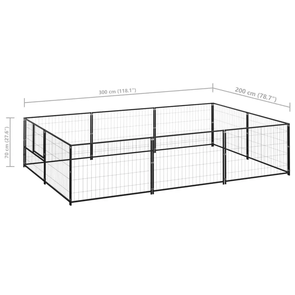 Dog Kennel Black 6 mÃ‚Â² Steel 3082110