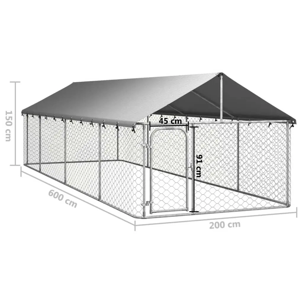 Outdoor Dog Kennel with Roof 600x200x150 cm 171500