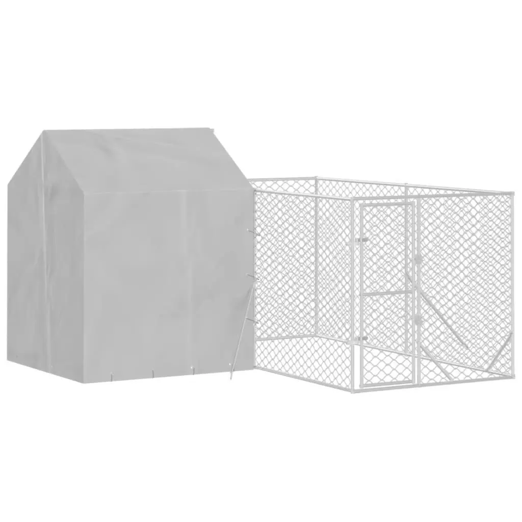 Outdoor Dog Kennel with Roof Silver 4x4x2.5 m Galvanised Steel 3190478