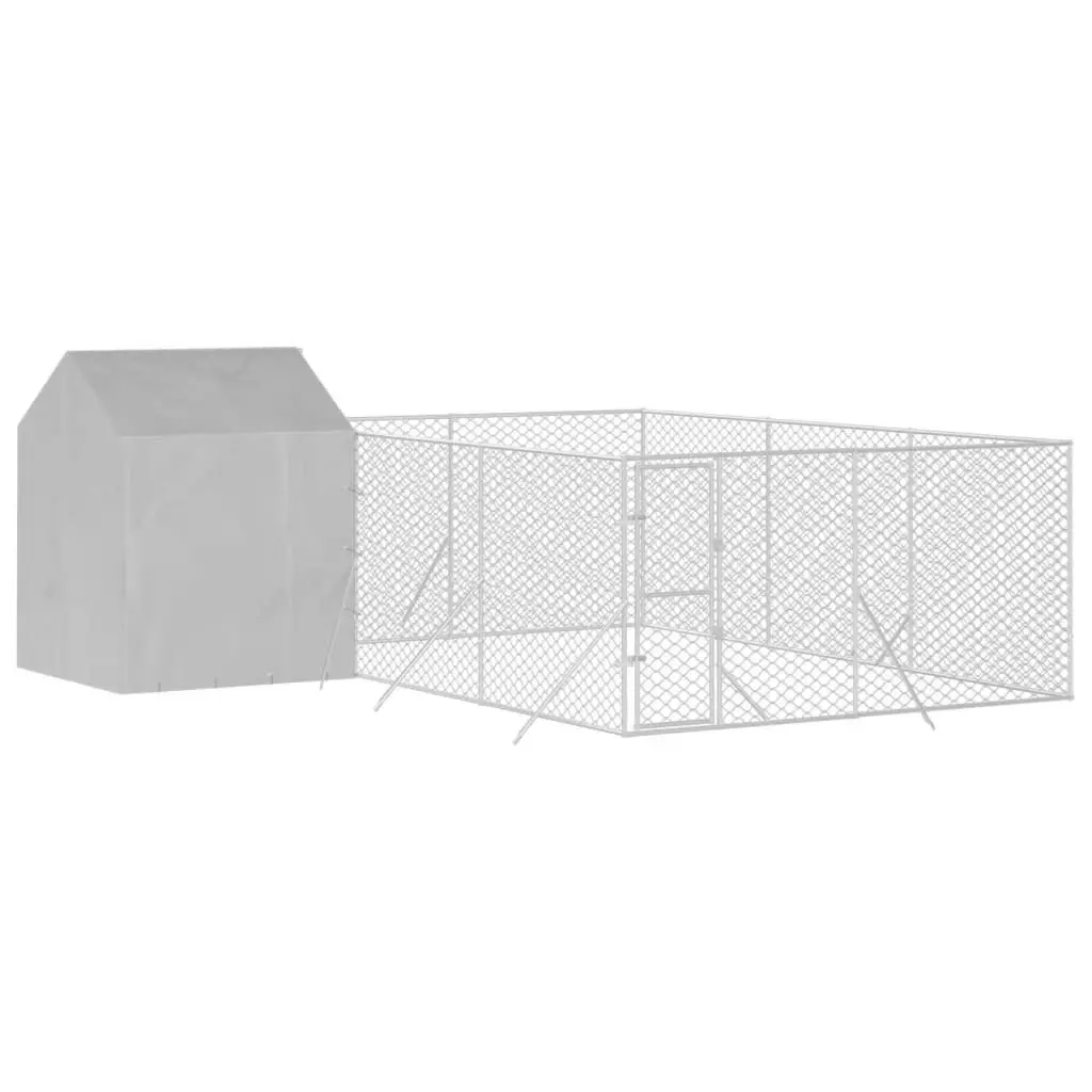 Outdoor Dog Kennel with Roof Silver 6x6x2.5 m Galvanised Steel 3190479