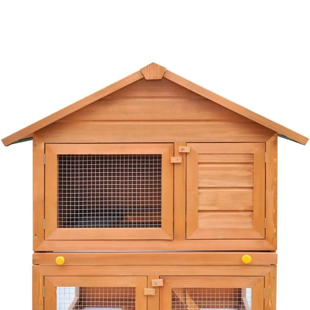 Outdoor Rabbit Hutch Small Animal House Pet Cage 3 Layers Wood 170161