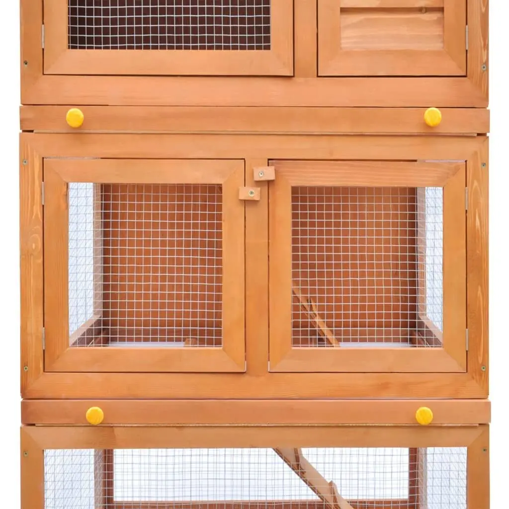 Outdoor Rabbit Hutch Small Animal House Pet Cage 3 Layers Wood 170161