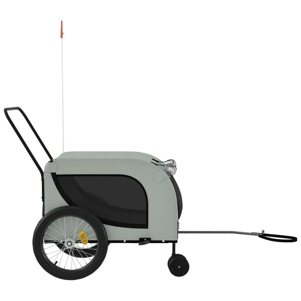 Pet Bike Trailer Grey and Black Oxford Fabric and Iron 94028