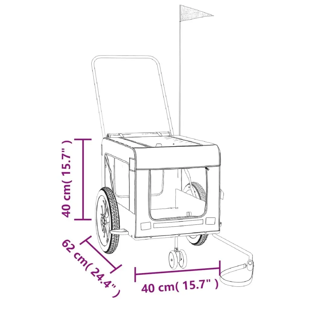 Pet Bike Trailer Grey and Black Oxford Fabric and Iron 93930