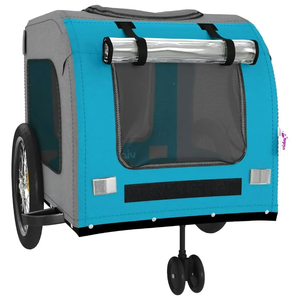 Pet Bike Trailer Blue and Grey Oxford Fabric and Iron 93862