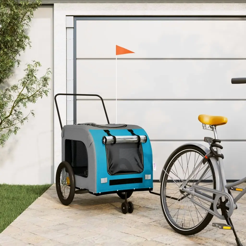 Pet Bike Trailer Blue and Grey Oxford Fabric and Iron 93862