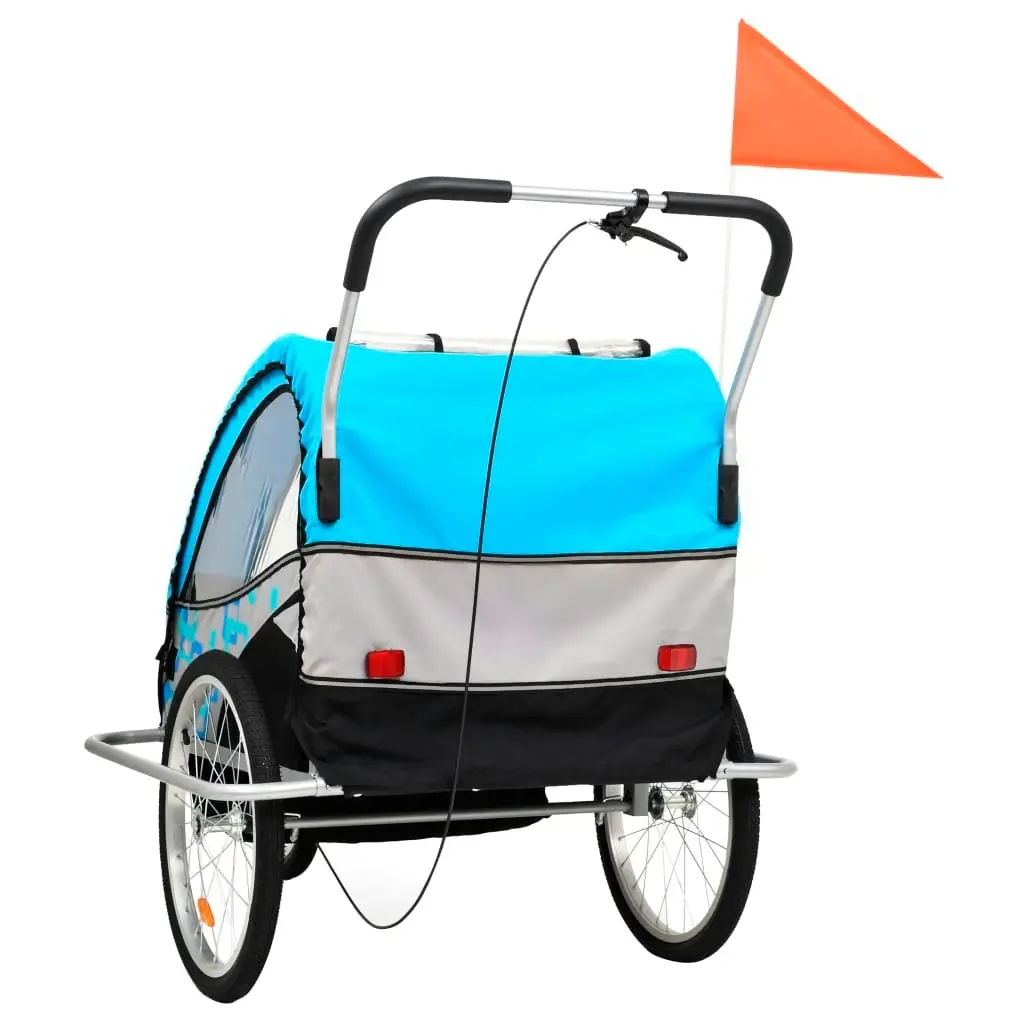 2-in-1 Bike Trailer & Stroller Blue and Grey 91377