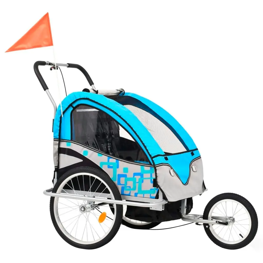 2-in-1 Bike Trailer & Stroller Blue and Grey 91377