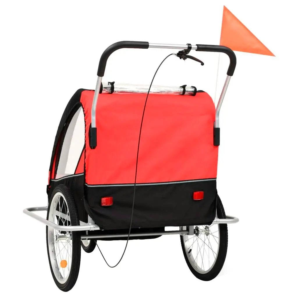 2-in-1 Bike Trailer & Stroller Black and Red 91375