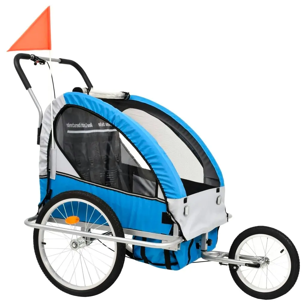 2-in-1 Bike Trailer & Stroller Blue and Grey 91376