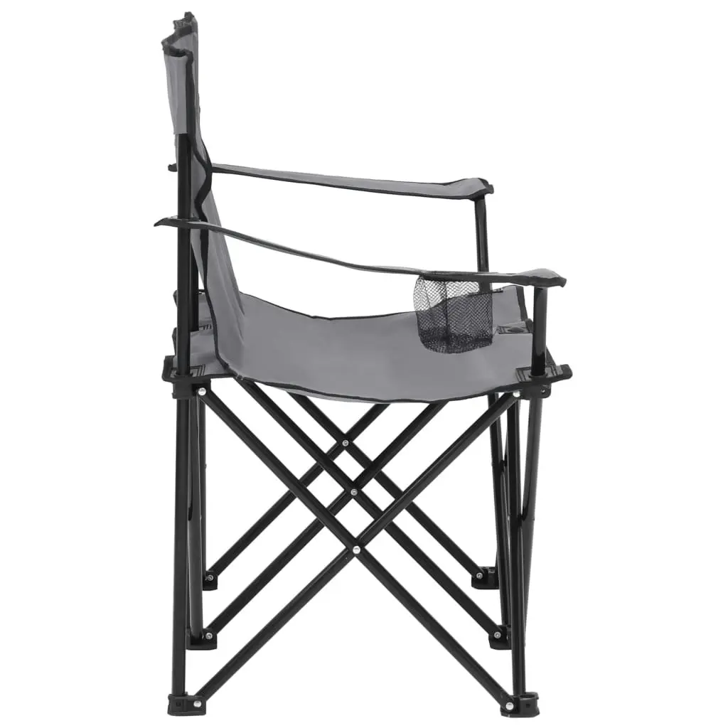 2-Seater Foldable Camping Chair Steel and Fabric Grey 313540