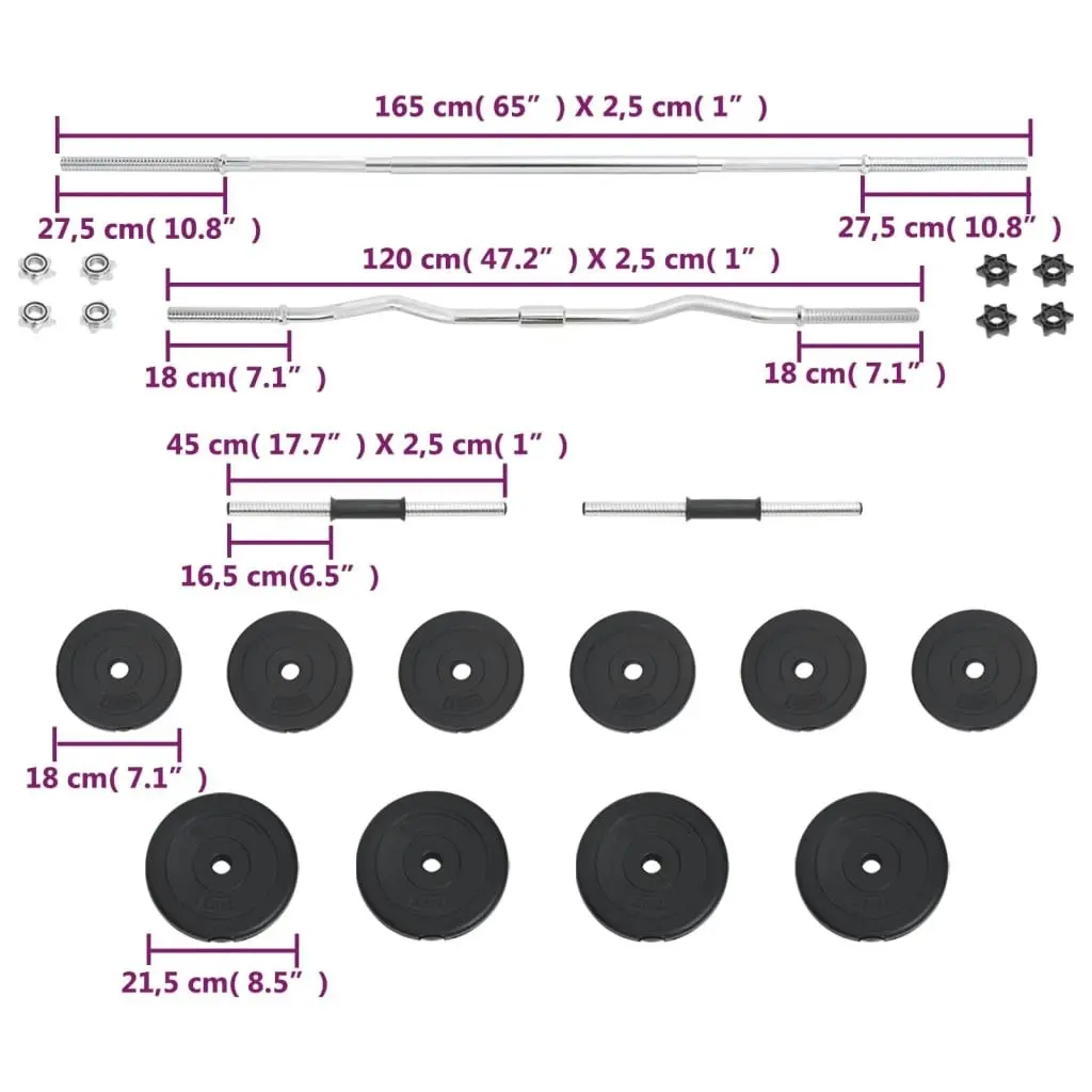 Barbell and Dumbbell Set 30 kg 93588