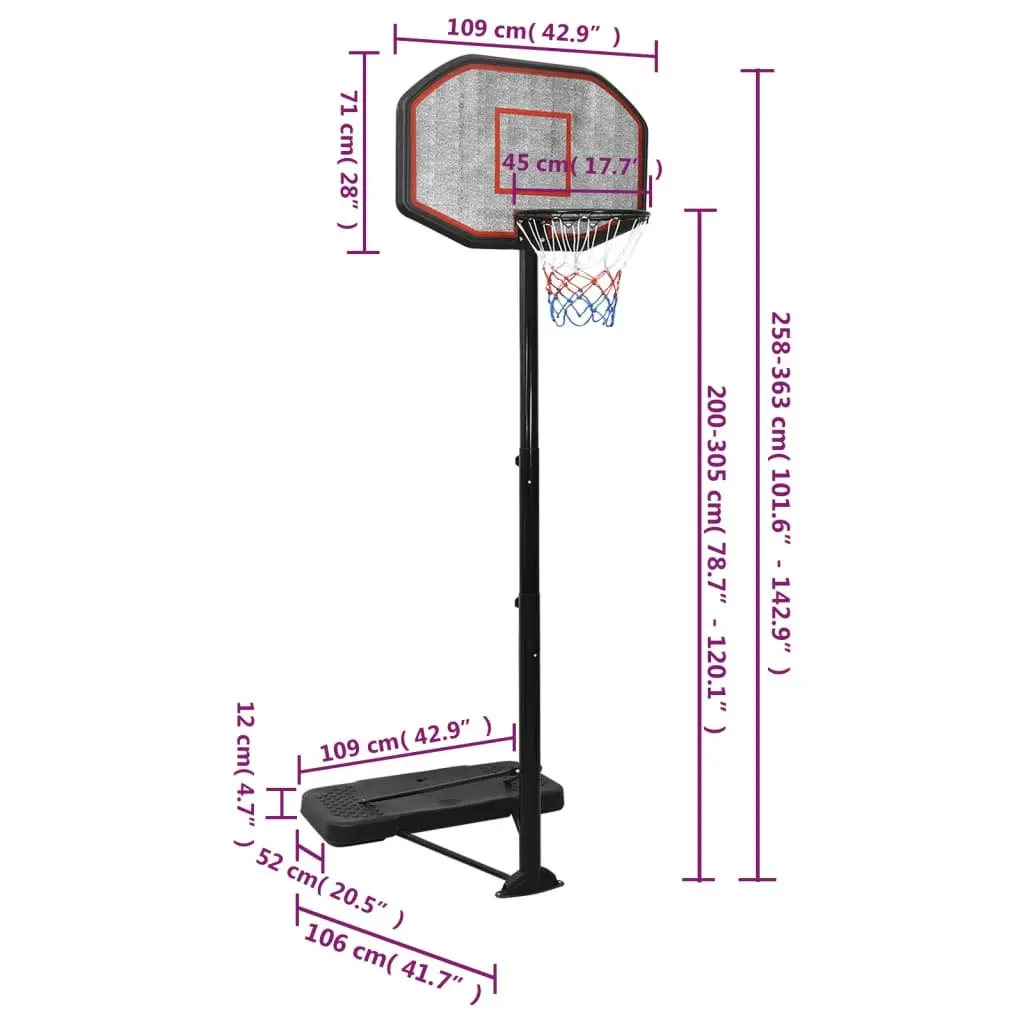 Basketball Stand Black 258-363 cm Polyethene 93649