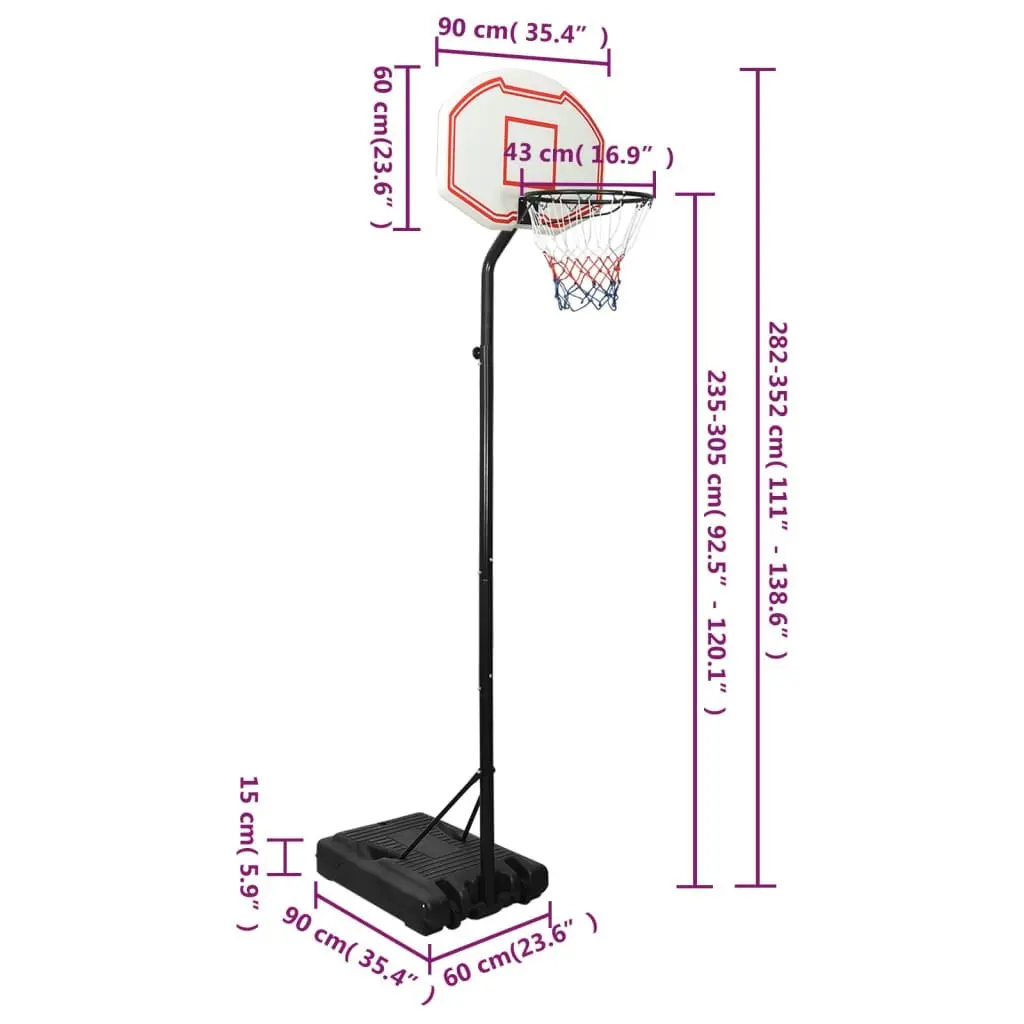 Basketball Stand White 282-352 cm Polyethene 3107831