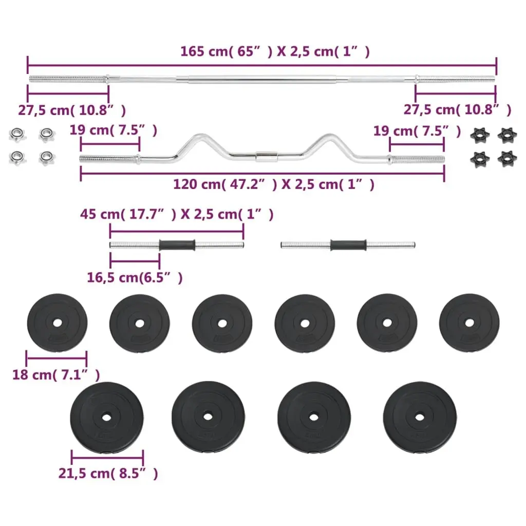 Barbell and Dumbbell Set 30 kg 93589