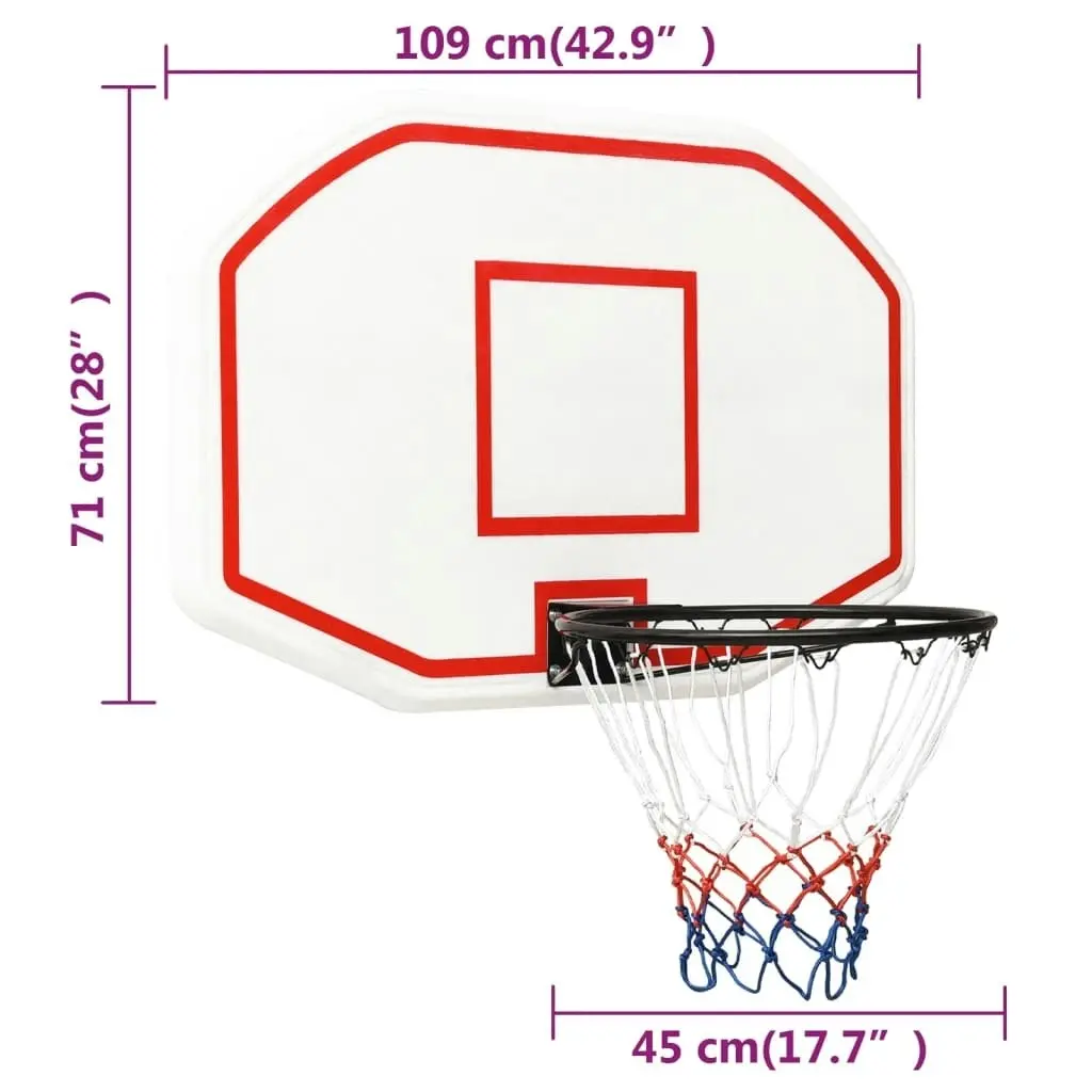 Basketball Backboard White 109x71x3 cm Polyethene 93662