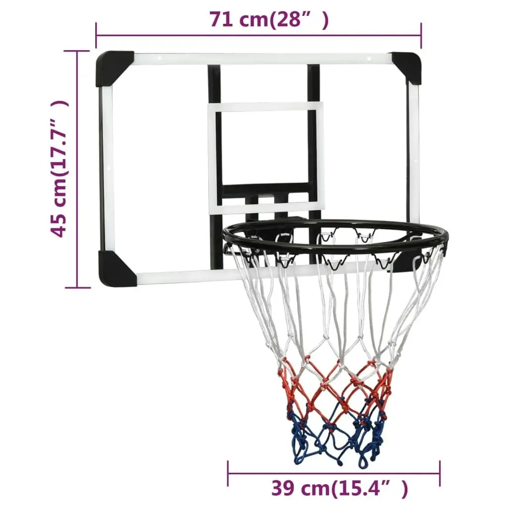 Basketball Backboard Transparent 71x45x2.5 cm Polycarbonate 93670