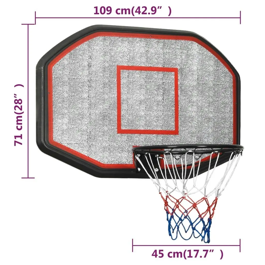 Basketball Backboard Black 109x71x3 cm Polyethene 93665