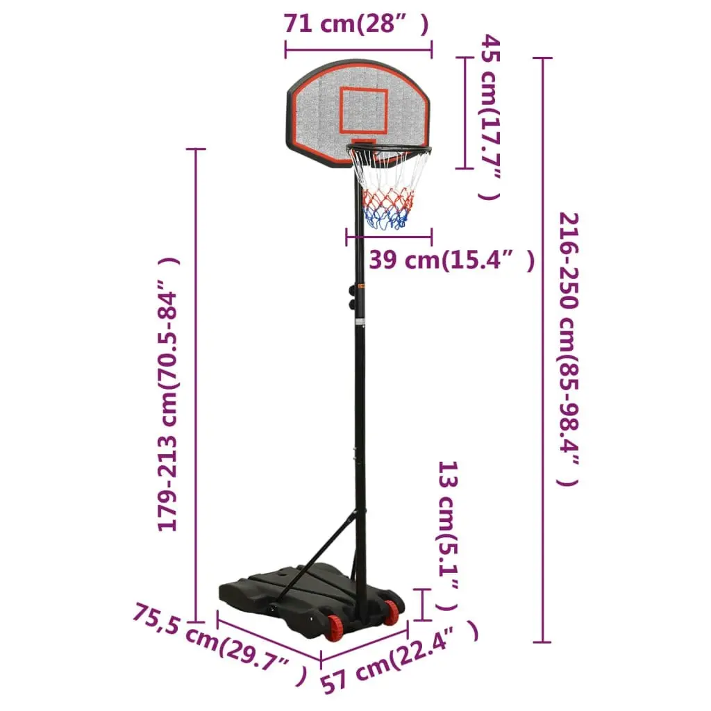 Basketball Stand Black 216-250 cm Polyethene 93656