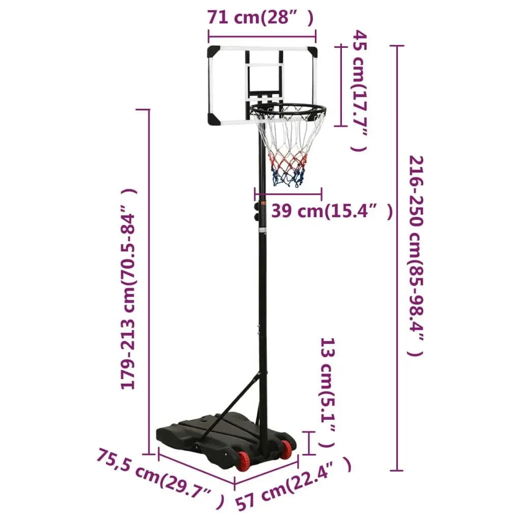 Basketball Stand Transparent 216-250 cm Polycarbonate 93657