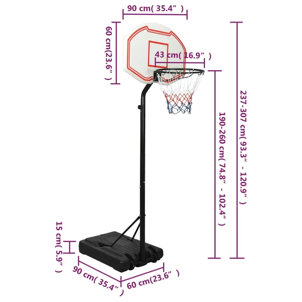 Basketball Stand White 237-307 cm Polyethene 93652