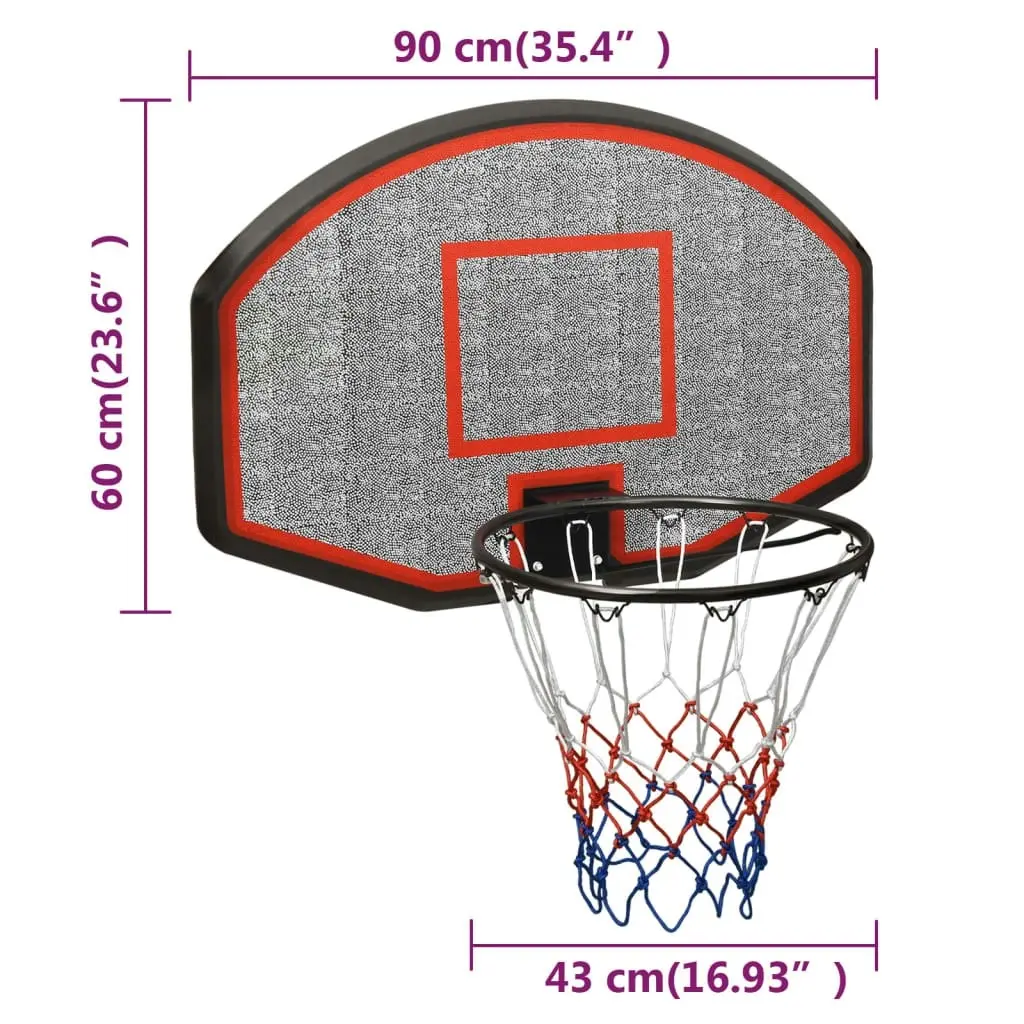 Basketball Backboard Black 90x60x2 cm Polyethene 93666