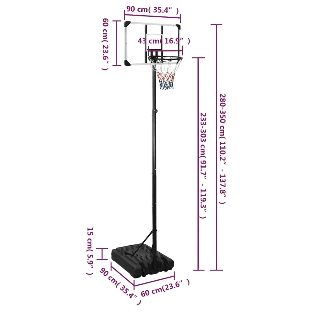 Basketball Stand Transparent 280-350 cm Polycarbonate 3107833