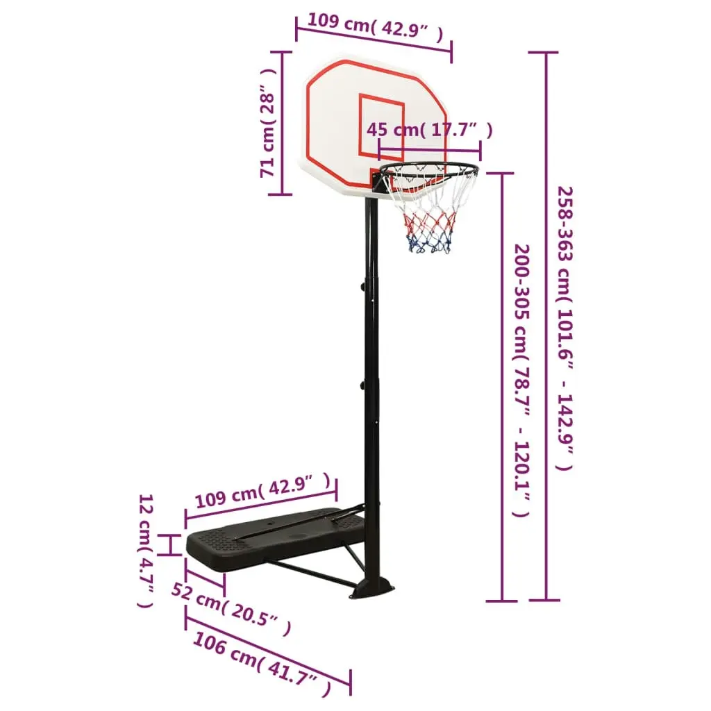 Basketball Stand White 258-363 cm Polyethene 93648