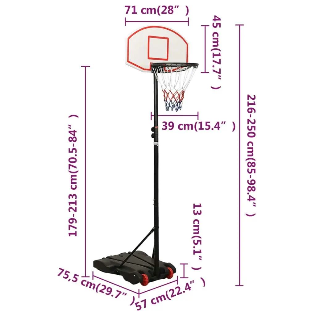 Basketball Stand White 216-250 cm Polyethene 93655