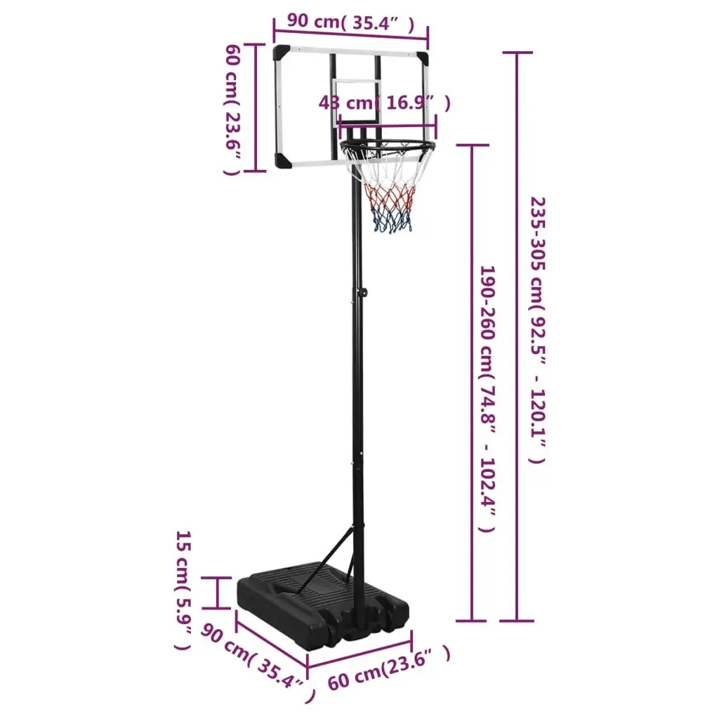 Basketball Stand Transparent 235-305 cm Polycarbonate 93654