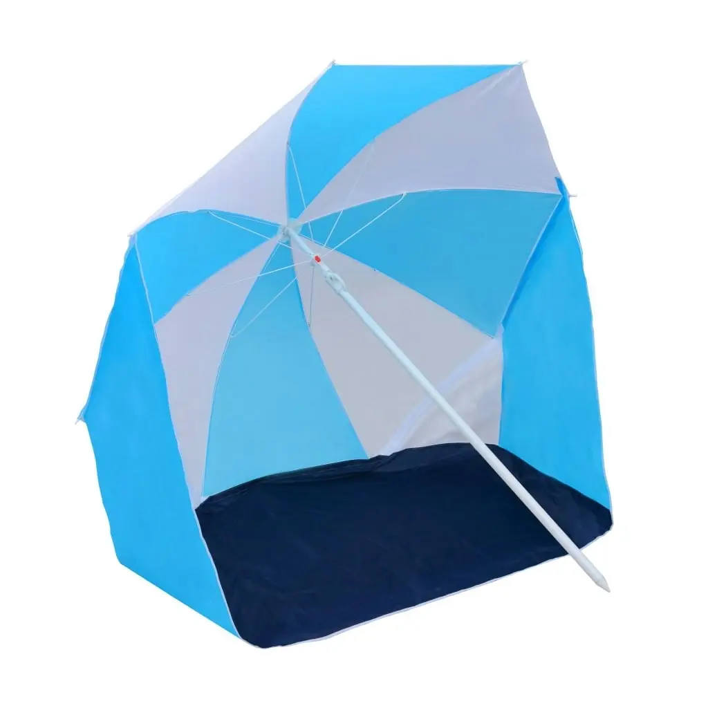 Beach Umbrella Shelter Blue and White 180 cm Fabric 47807