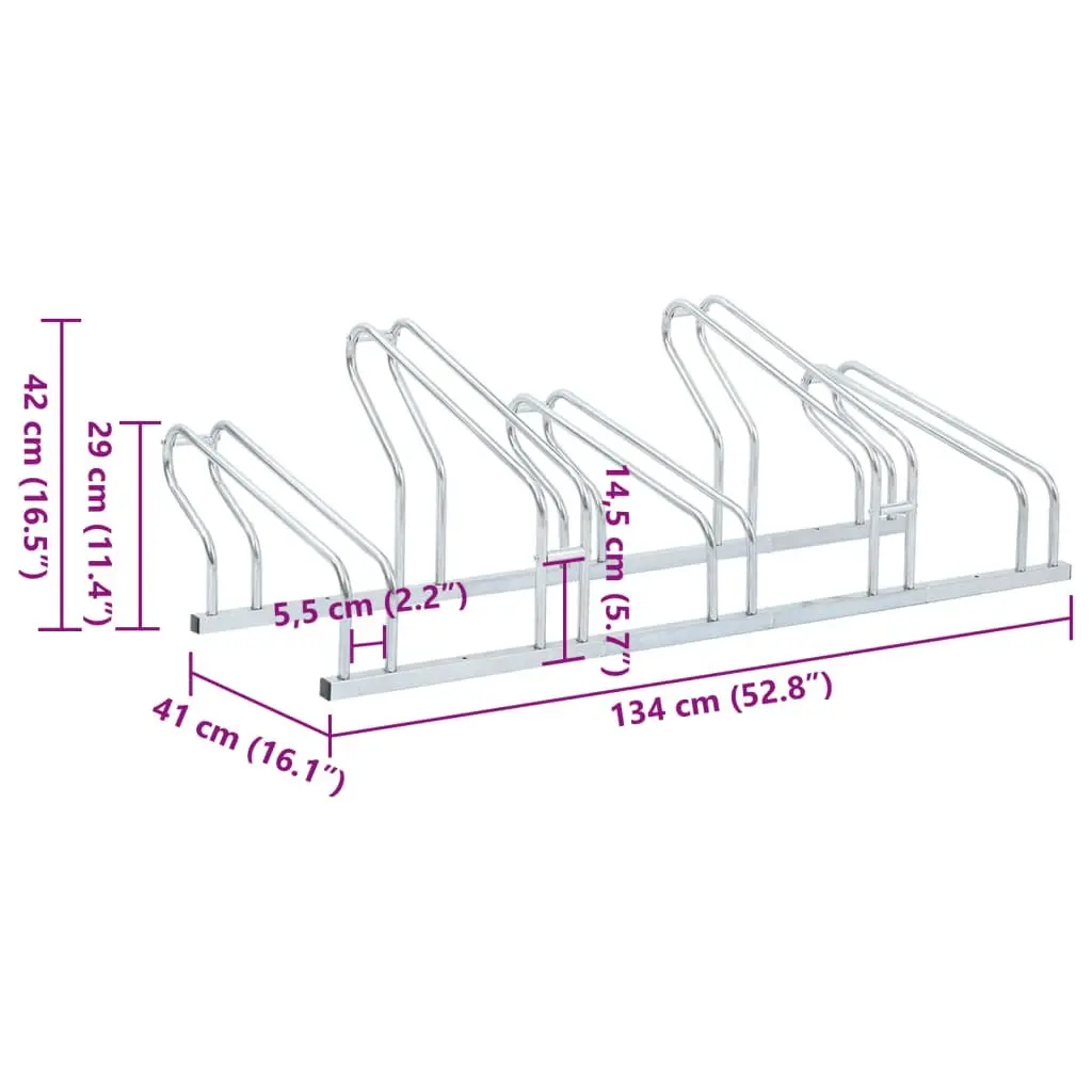 Bicycle Stand for 5 Bikes Floor Freestanding Galvanised Steel 4005576