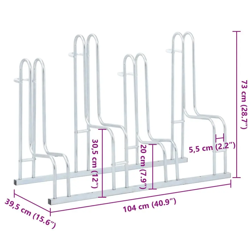 Bicycle Stand for 4 Bikes Floor Freestanding Galvanised Steel 4005570