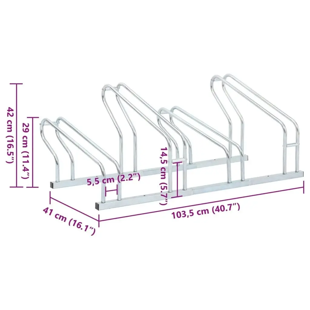 Bicycle Stand for 4 Bikes Floor Freestanding Galvanised Steel 4005575