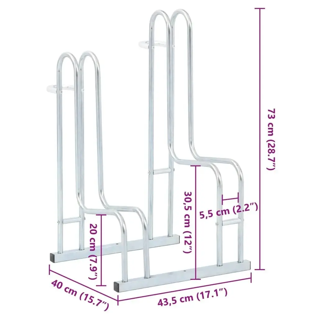 Bicycle Stand for 2 Bikes Floor Freestanding Galvanised Steel 4005568