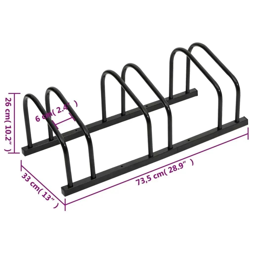 Bike Rack for 3 Bikes Black Steel 154423