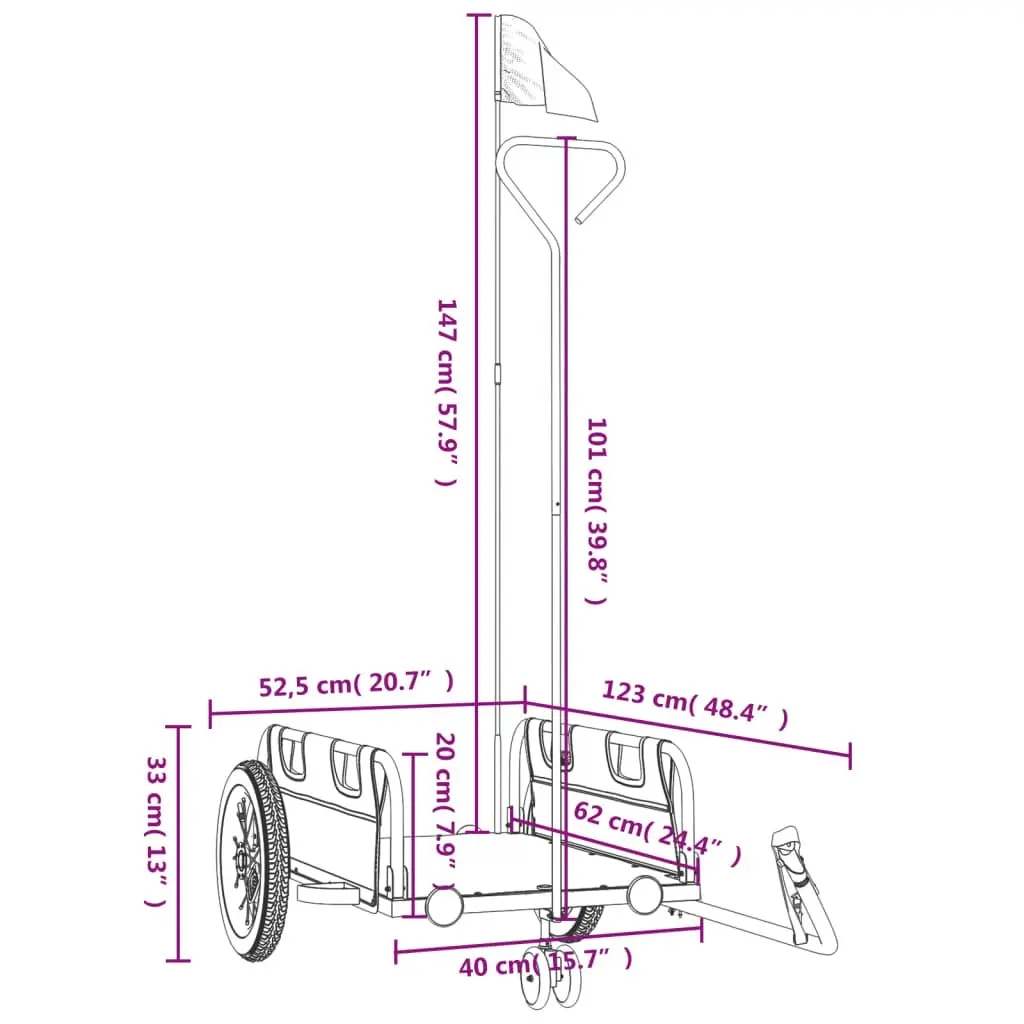 Bike Trailer Black Oxford Fabric and Iron 94185