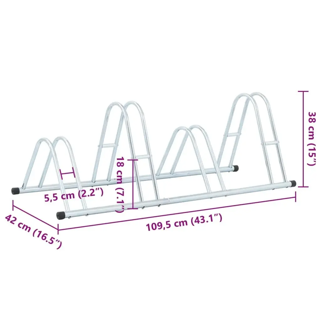 Bicycle Stand for 4 Bikes Floor Freestanding Galvanised Steel 4005566